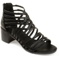 thumbnail image 1 of Brinley Co. Faux Leather Caged Criss-cross Heeled Sandals (Women's), 1 of 8