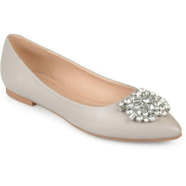 Brinley Co. Faux Leather Pointed Toe Jewel Flats (Women's)