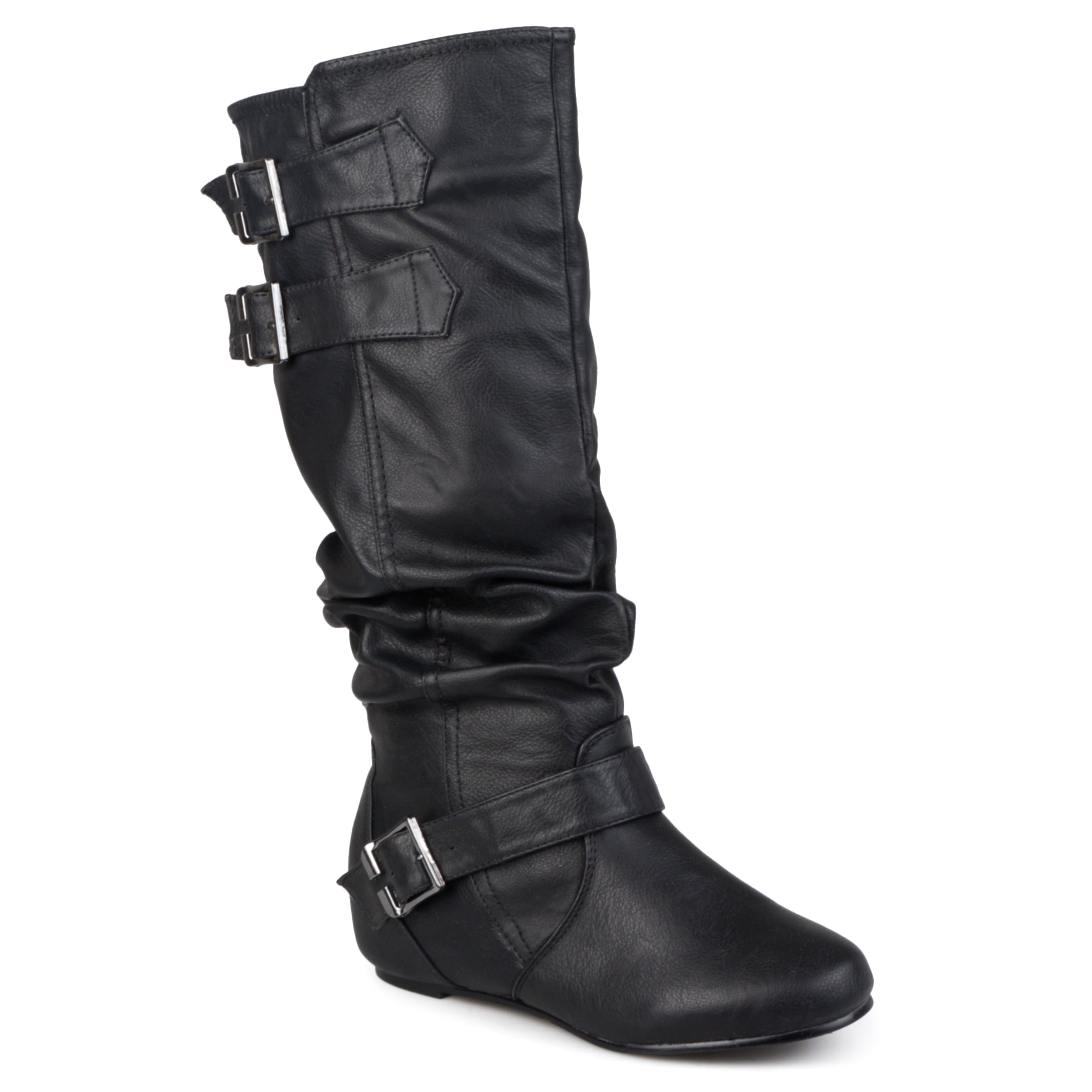 Brinley Co. Round Toe Buckle Detail Boots (Women's) - Walmart.com
