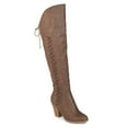 thumbnail image 1 of Brinley Co. Wide Calf Distressed Faux Leather Faux Lace-up Over-the-knee Boots (Women's), 1 of 9