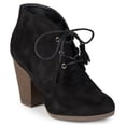 thumbnail image 1 of Brinley Co. Women's Chunky Heel Lace-Up Faux Suede Ankle Booties, 1 of 7