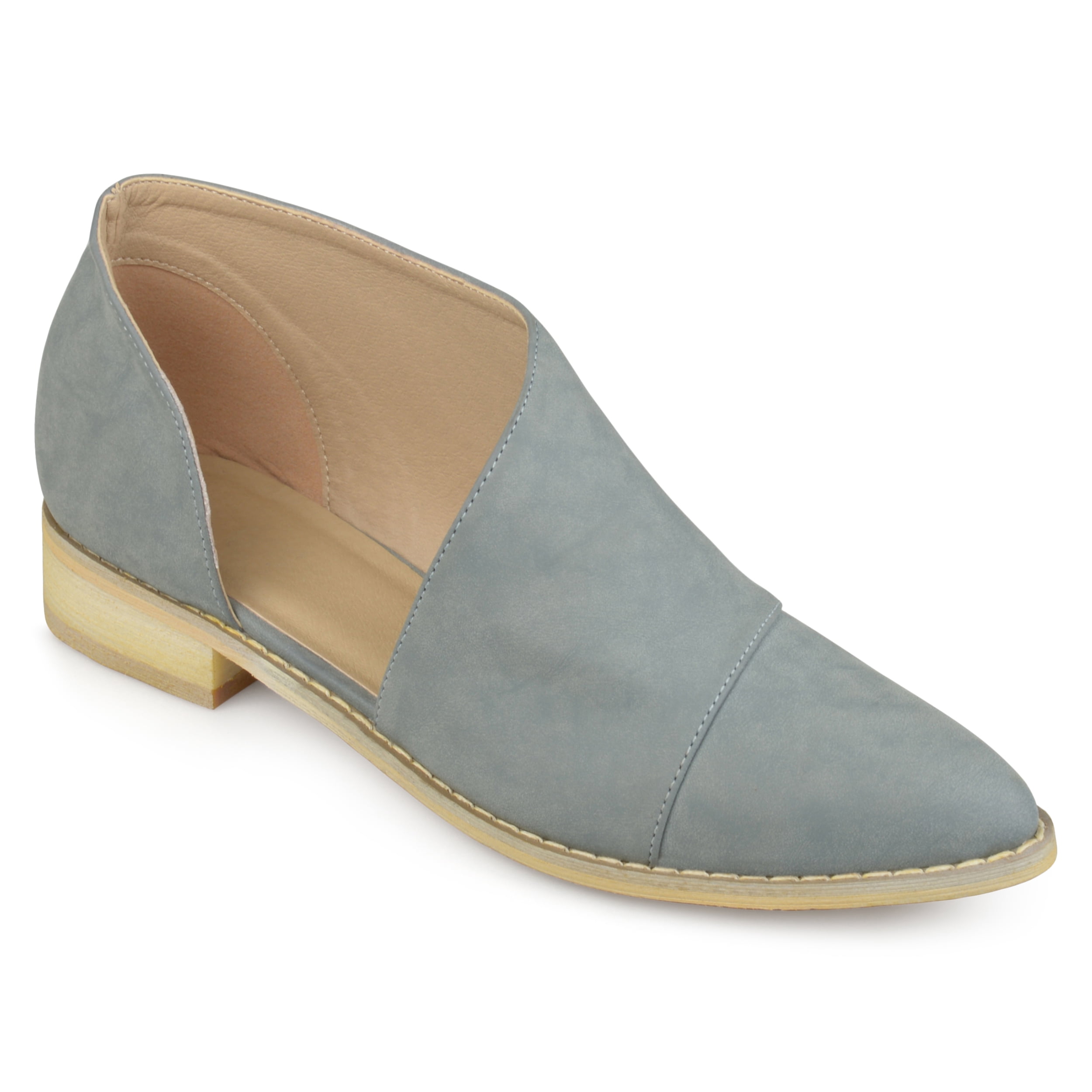 Brinley Co. Women's Faux Leather Almond Toe D'orsay Flats
