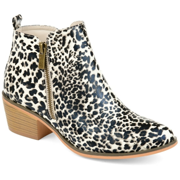 Brinley Co. Women's Faux Leather Stacked Heel Side Zip Booties