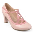 thumbnail image 1 of Brinley Co. Women's Faux Leather Two-tone Comfort-sole Vintage Round Toe Lattice Mary Jane Pumps, 1 of 6