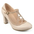 thumbnail image 1 of Brinley Co. Women's Faux Leather Two-tone Comfort-sole Vintage Round Toe Lattice Mary Jane Pumps, 1 of 6