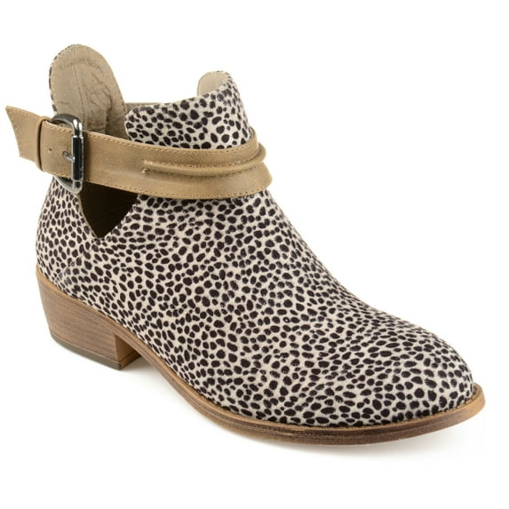 Brinley Co. Women's Faux Suede Stacked Heel Two-tone Booties