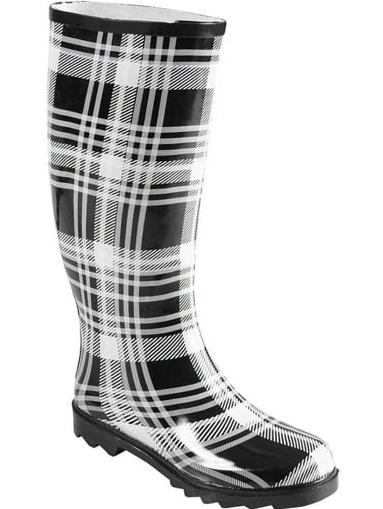 Brinley Co Women's Lined Plaid Rain Boot