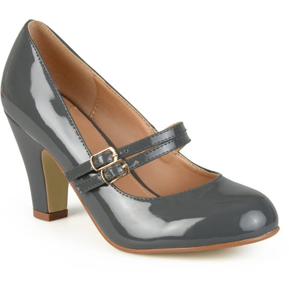 Brinley Co. Women's Medium and Wide Width Mary Jane Patent Leather Pumps
