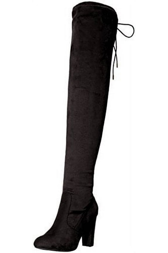 Brinley Co Women's Milan Over The Knee Boot, Black, 9 Regular US
