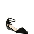 thumbnail image 1 of Brinley Co. Women's Pointed Toe Ankle Strap Sliver Wedge Shoe, 1 of 8