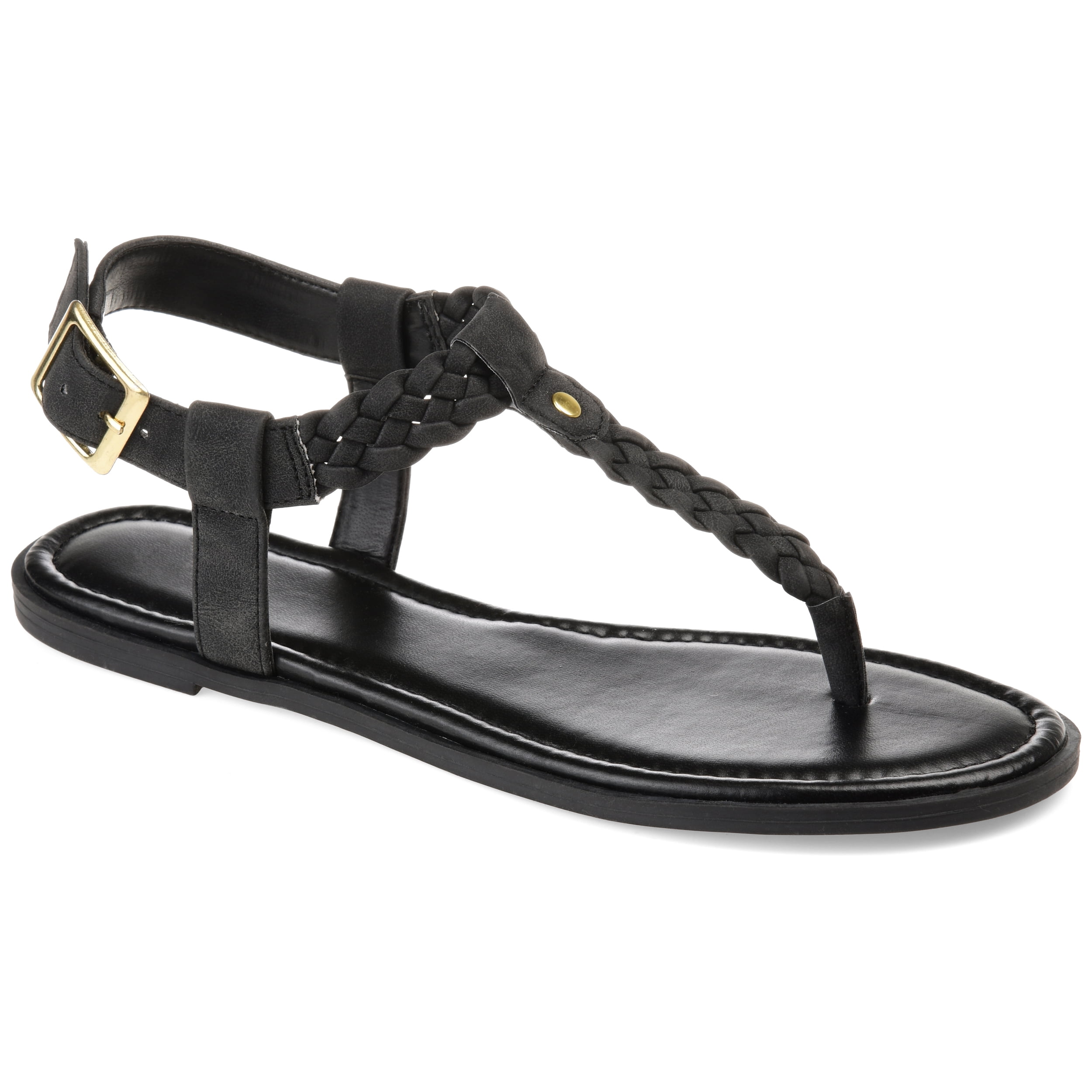 Brinley Co Womens Braided T Strap Sandal 