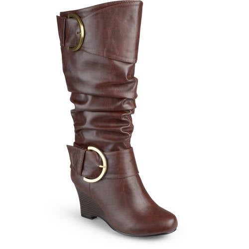 Brinley Co. Womens Buckle Tall Faux Leather Boots