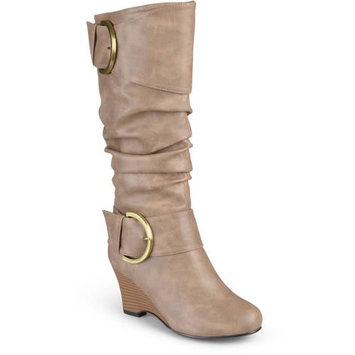 Brinley Co. Womens Buckle Tall Faux Leather Boots