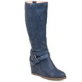 thumbnail image 1 of Brinley Co. Womens Comfort Extra Wide Calf Braid Strap Wedge Boot, 1 of 8