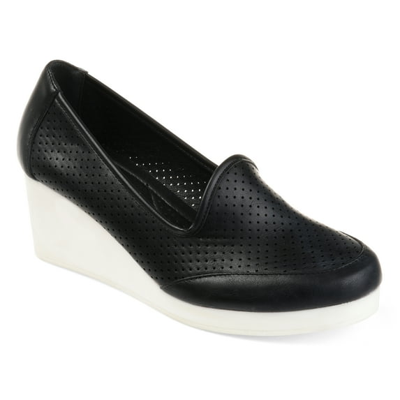 Brinley Co. Womens Comfort-sole Laser-cut Lightweight Wedges