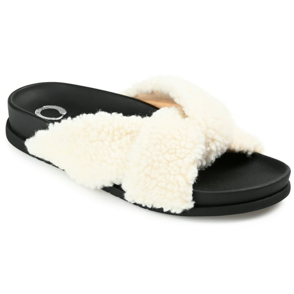 Brinley Co. Womens Crisscross Faux Fur Slipper