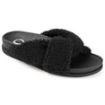 thumbnail image 1 of Brinley Co. Womens Crisscross Faux Fur Slipper, 1 of 7