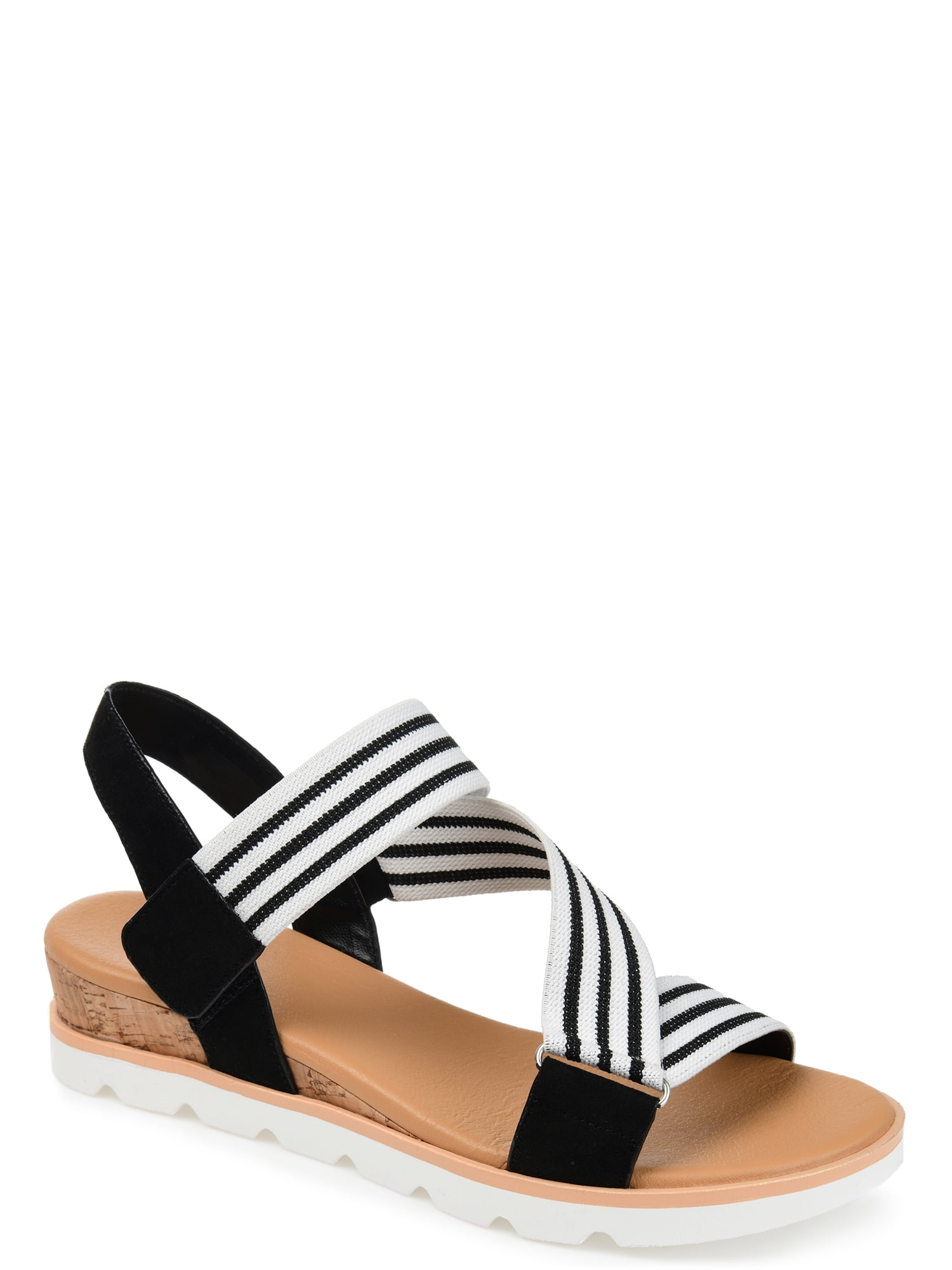 Brinley Co. Womens Elastic Strap Wedge Sandals
