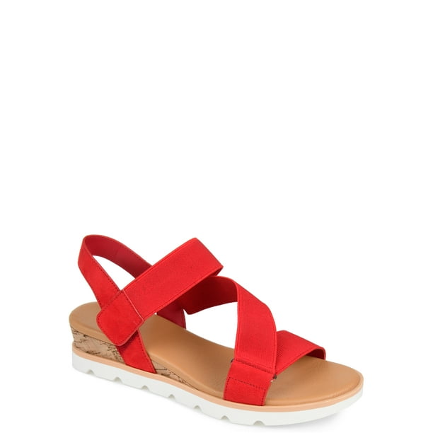 Brinley Co. Womens Elastic Strap Wedge Sandals