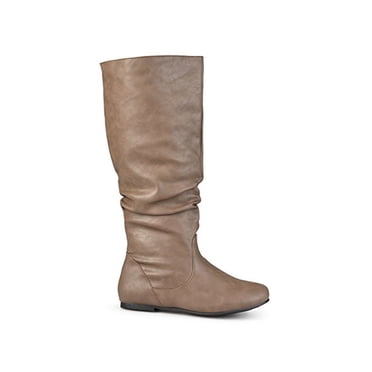 Brinley Co Women's Comfort Strap Riding Boot – Grey, Size 9 Extra Wide Calf | 1 Inch Heel, 14.5 Inch Shaft