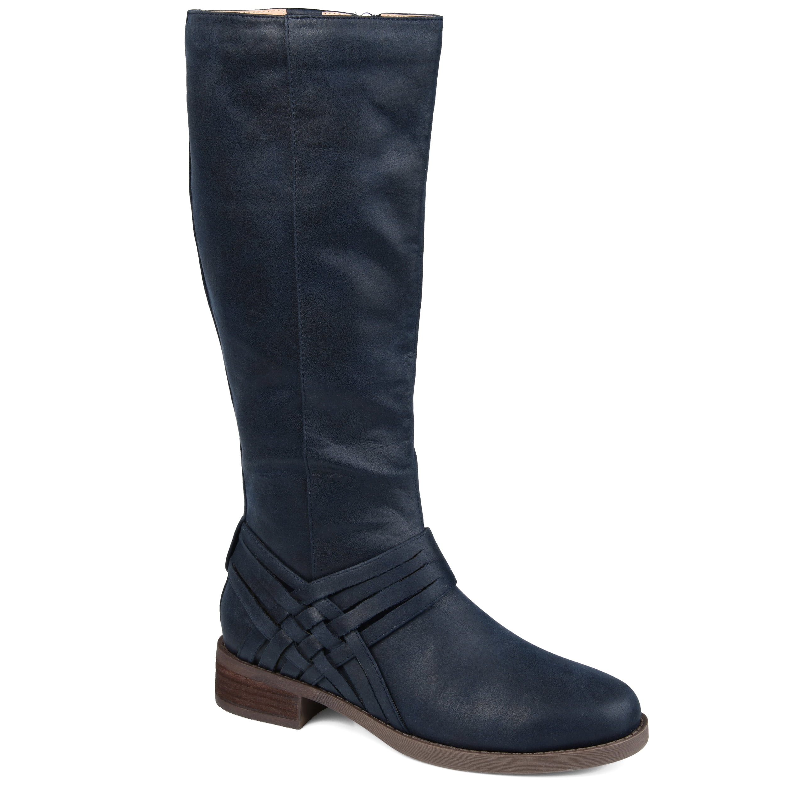 Brinley Co. Womens Extra Wide Calf Weave Detail Riding Boot