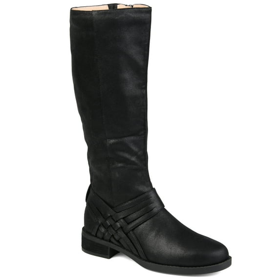 Brinley Co. Womens Extra Wide Calf Weave Detail Riding Boot