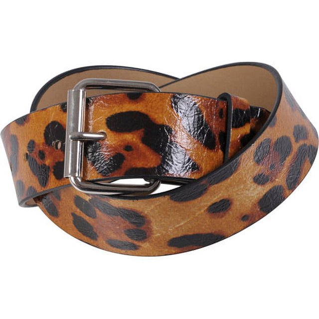 Brinley Co Womens Patent Leather Leopard Print Belt