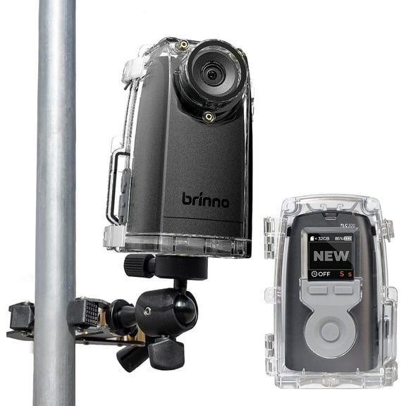 Brinno Time Lapse Camera TLC300-C Bundle, 2023 Timelapse Camera Outdoor Construction, HDR FHD1080P Timelapse Camera with Wall Mount, LCD Screen, Extended Battery Life, Waterproof Case, and Clampod