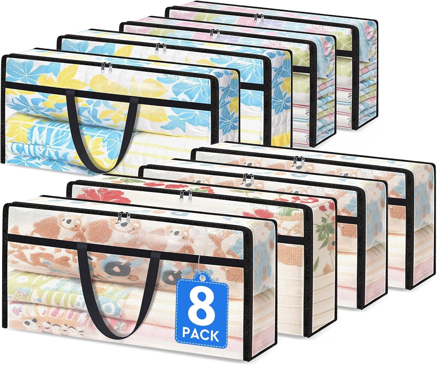 Brinory 8 Pack Clear Storage Bags for Comforter, 90L Long | Plastic ...