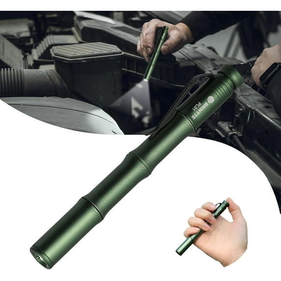 Brinyte PL01 Compact Pen light with AAA Battery Powered, Aluminum & Waterproof Small Flahlight, Night Light with 2 Modes, Reserch Light for Daily, Working & Emergency (Green)