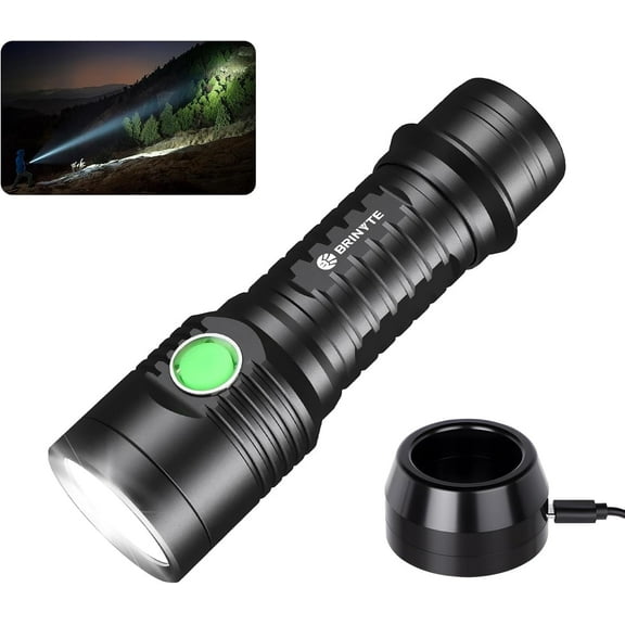 Brinyte WT01 Rechargeable Flashlight 2700 Lumens with Charging Dock, Super Bright Handheld Light High Lumens LED Night Light Flash Light for Homeuse, Outdoor, Searching, Camping & Emergency