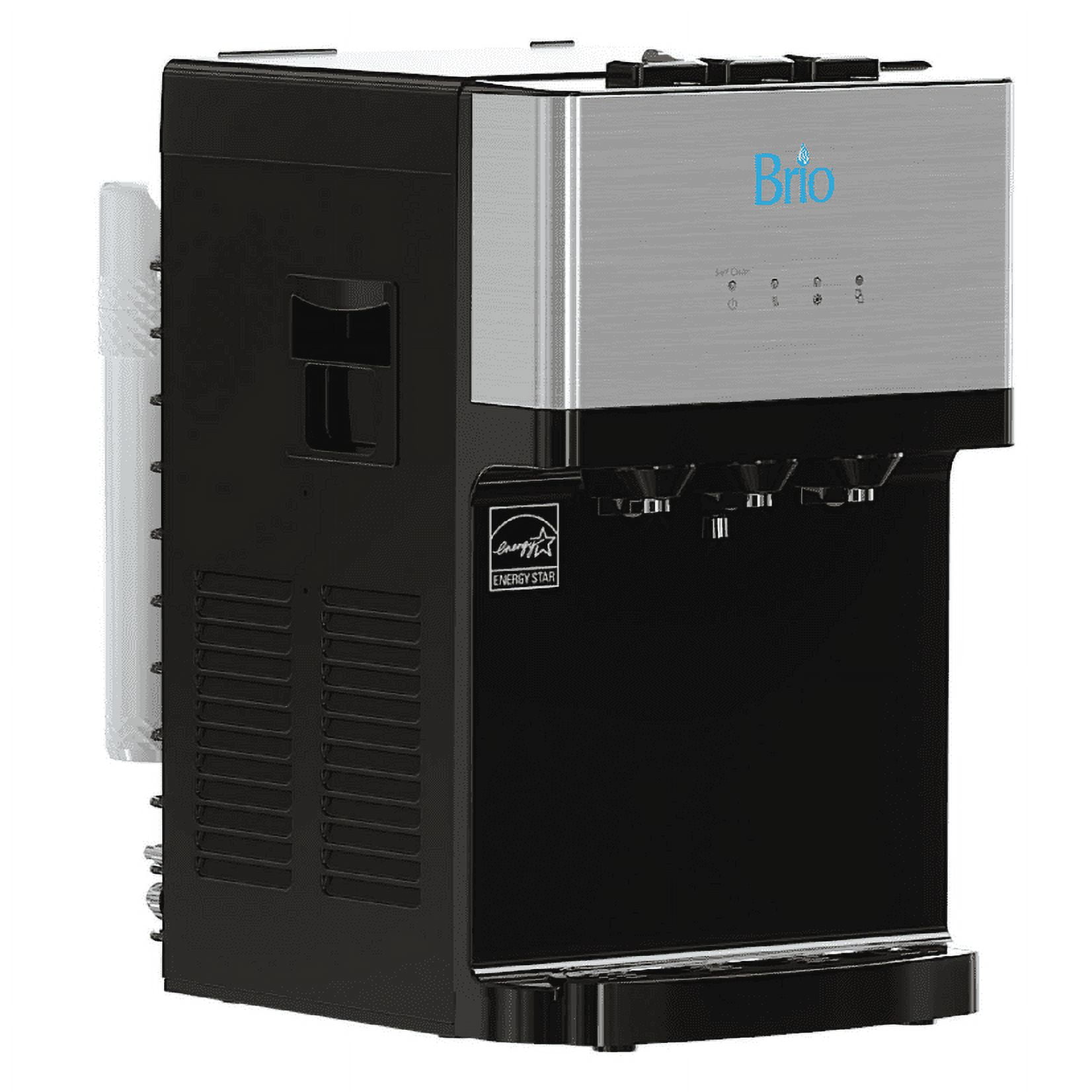 Brio Black and Silver Countertop Water Cooler Dispenser with Filtration