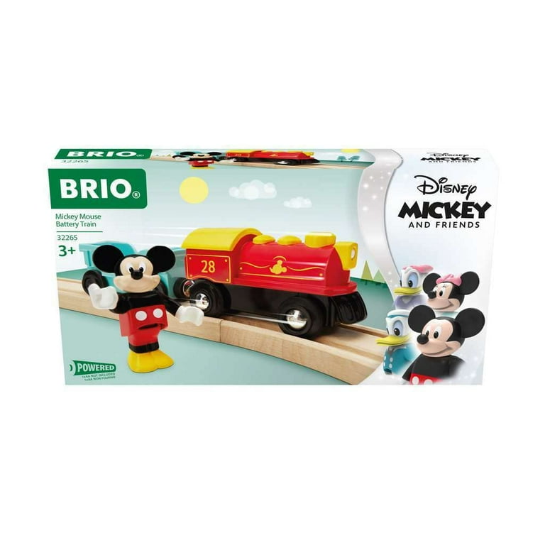 BRIO Disney Mickey Mouse Battery Powered Wooden Train Set for Kids