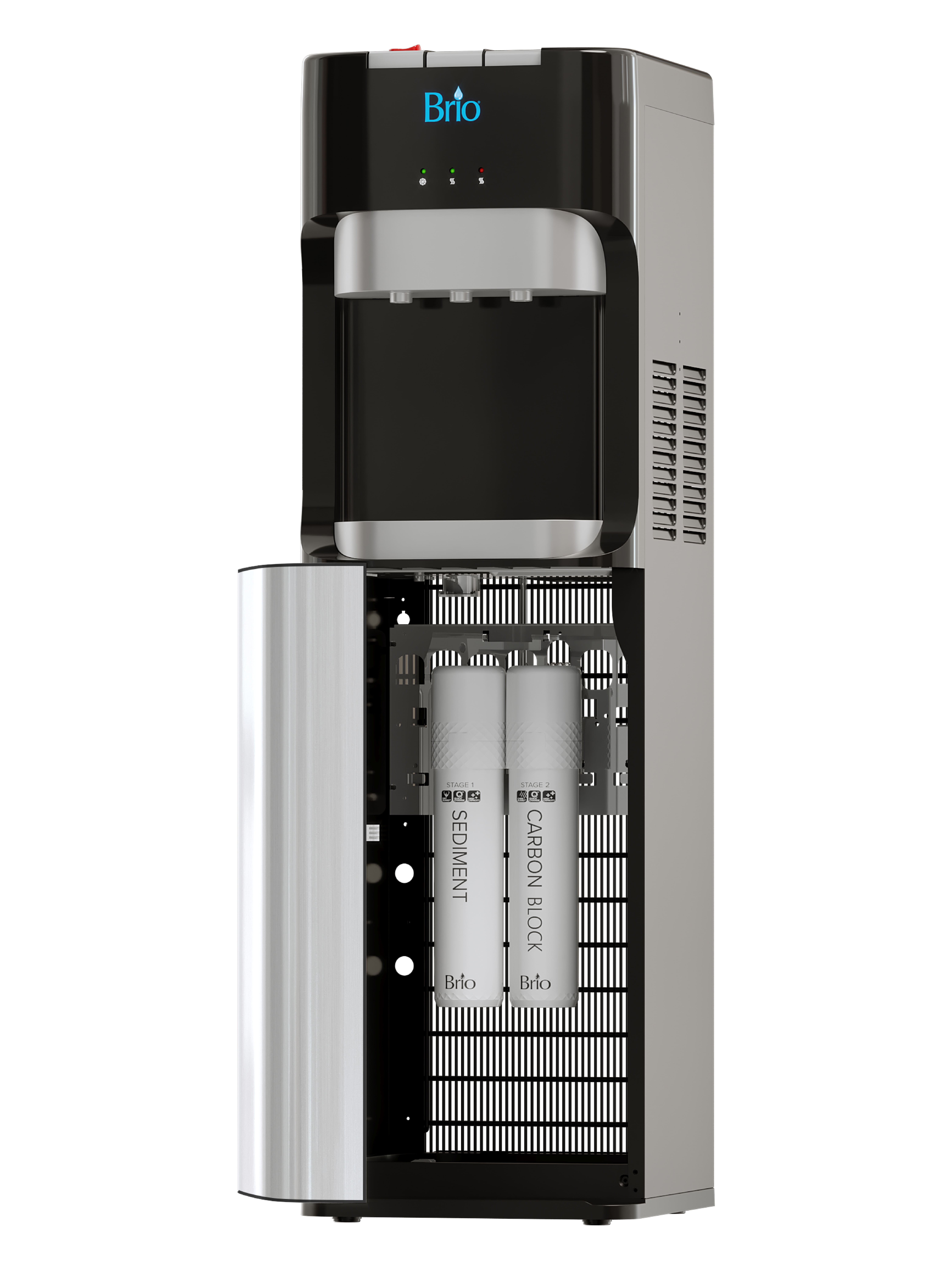 Brio Black Stainless Steel Bottleless Water Cooler Dispenser with 2-Stage Filter