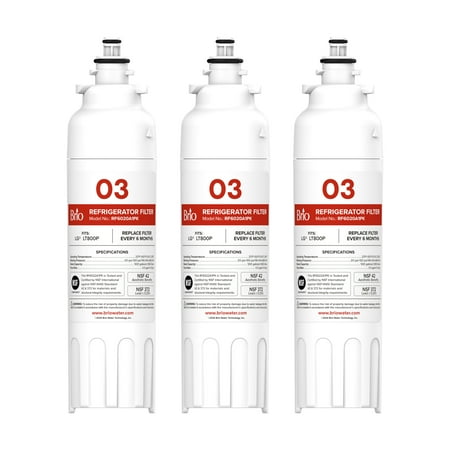 Brio 6020A Refrigerator Water Filter Replacement 3-Pack Compatible With LG LT800P, ADQ73613401 Kenmore 9490, 46-9490, 469490