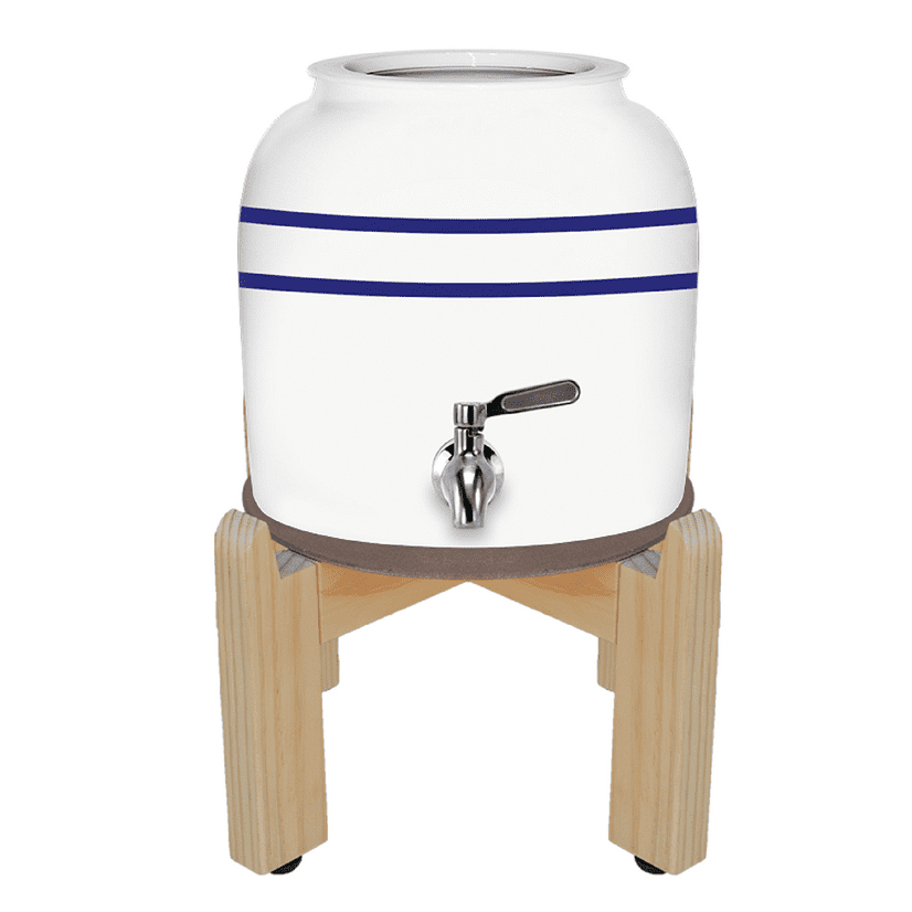 Brio Ceramic Water Dispenser 5 Gallon Capacity Jugs, Includes 8 Inch Stand, Faucet and Lid - White