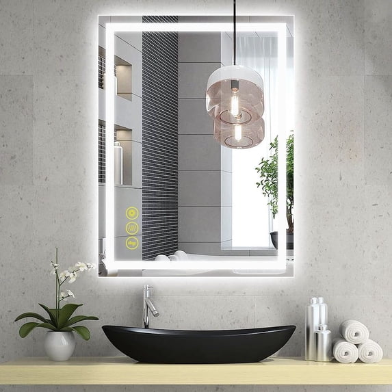 Brio Lighting GlareGuard 24x32" Rectangular Anti-Fog Dimmable Backlit LED Bathroom Vanity Mirror - Clear