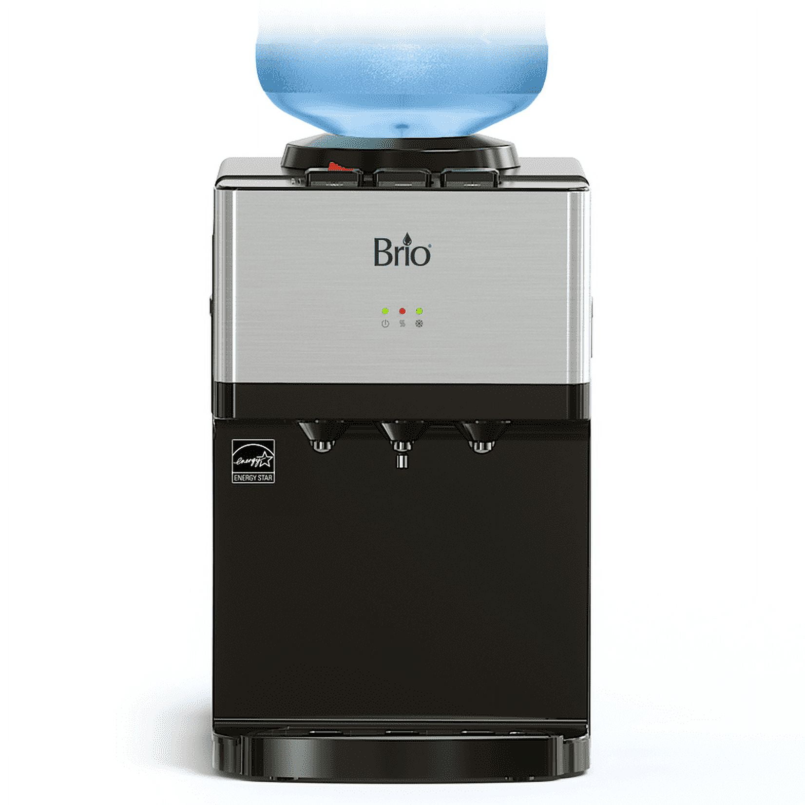 Brio Silver and Black Top Loading Water Cooler Dispenser with Hot and Cold Water