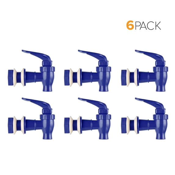 Brio Replacement Valve 6 Pack Cooler Faucet Spigot for Beverage Dispensers, Coolers, (Navy Blue)