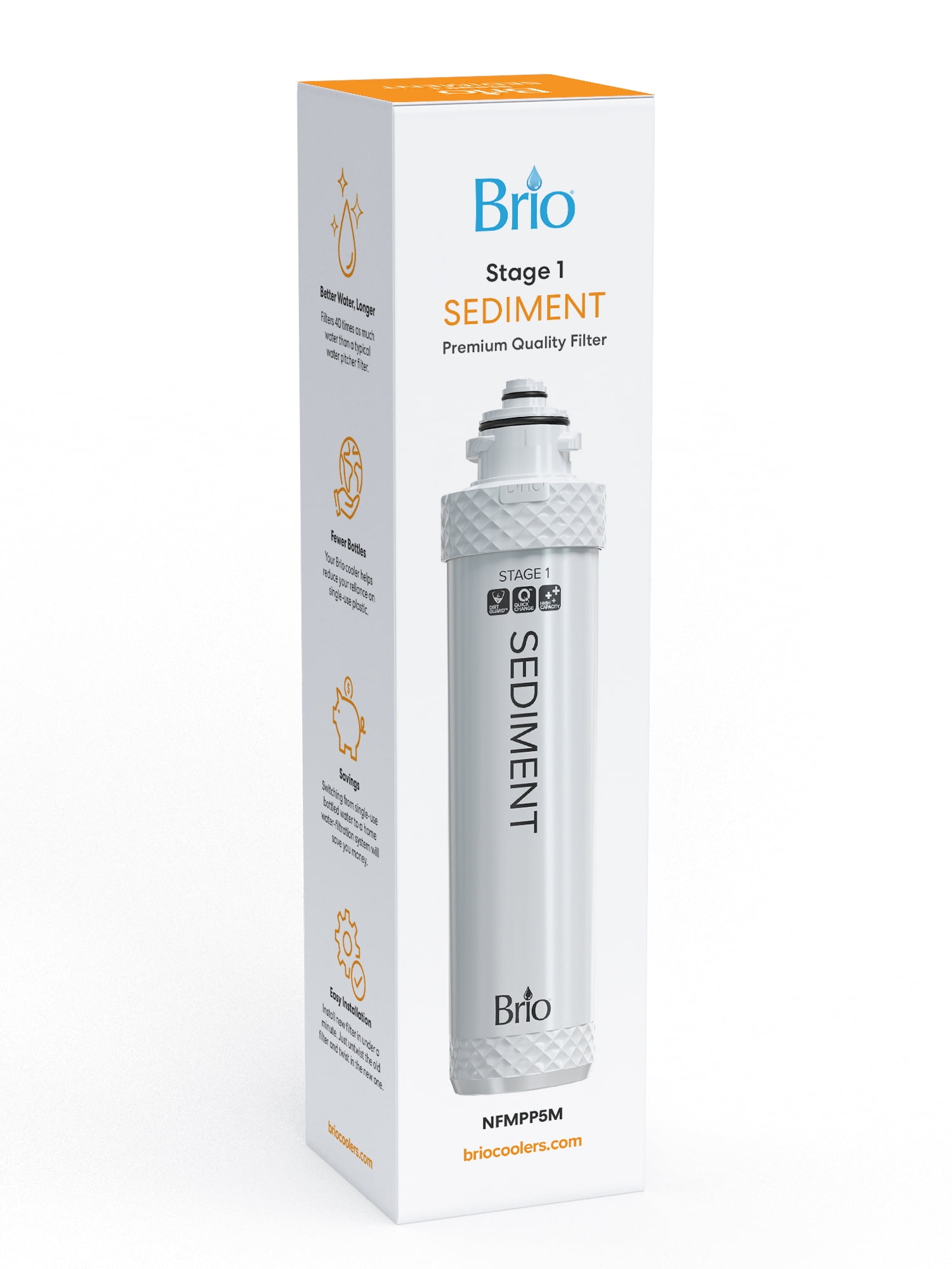 Brio Stage-1 White Polypropylene Sediment Replacement Water Filter