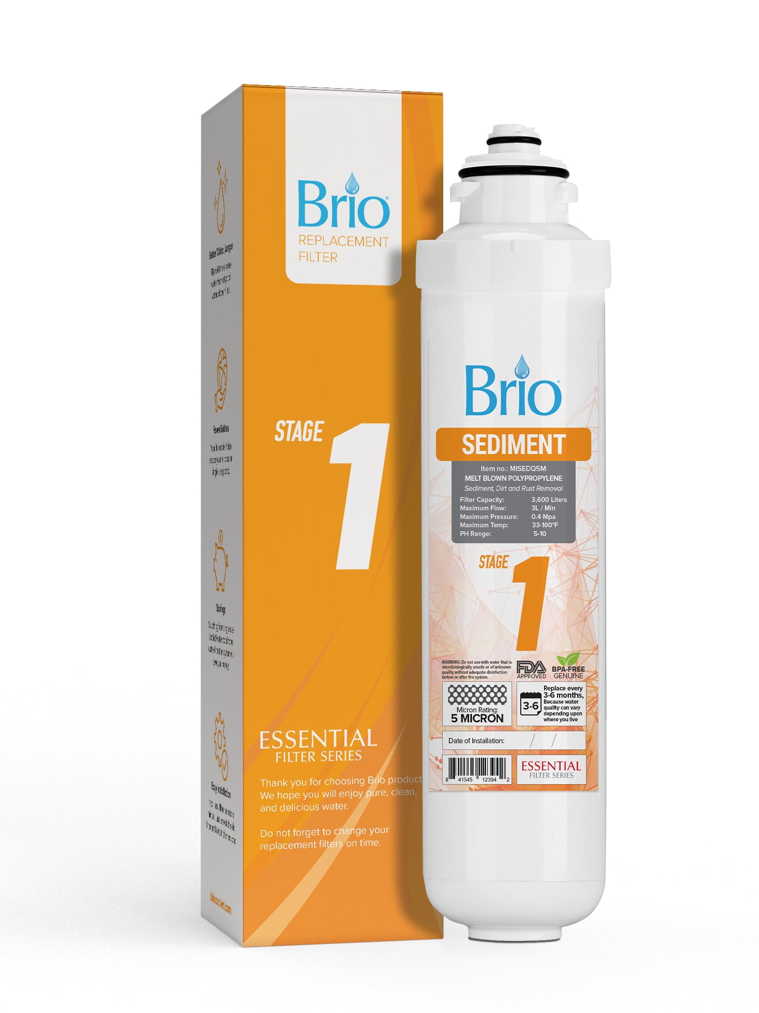 Brio White Polypropylene Sediment Replacement Water Filter