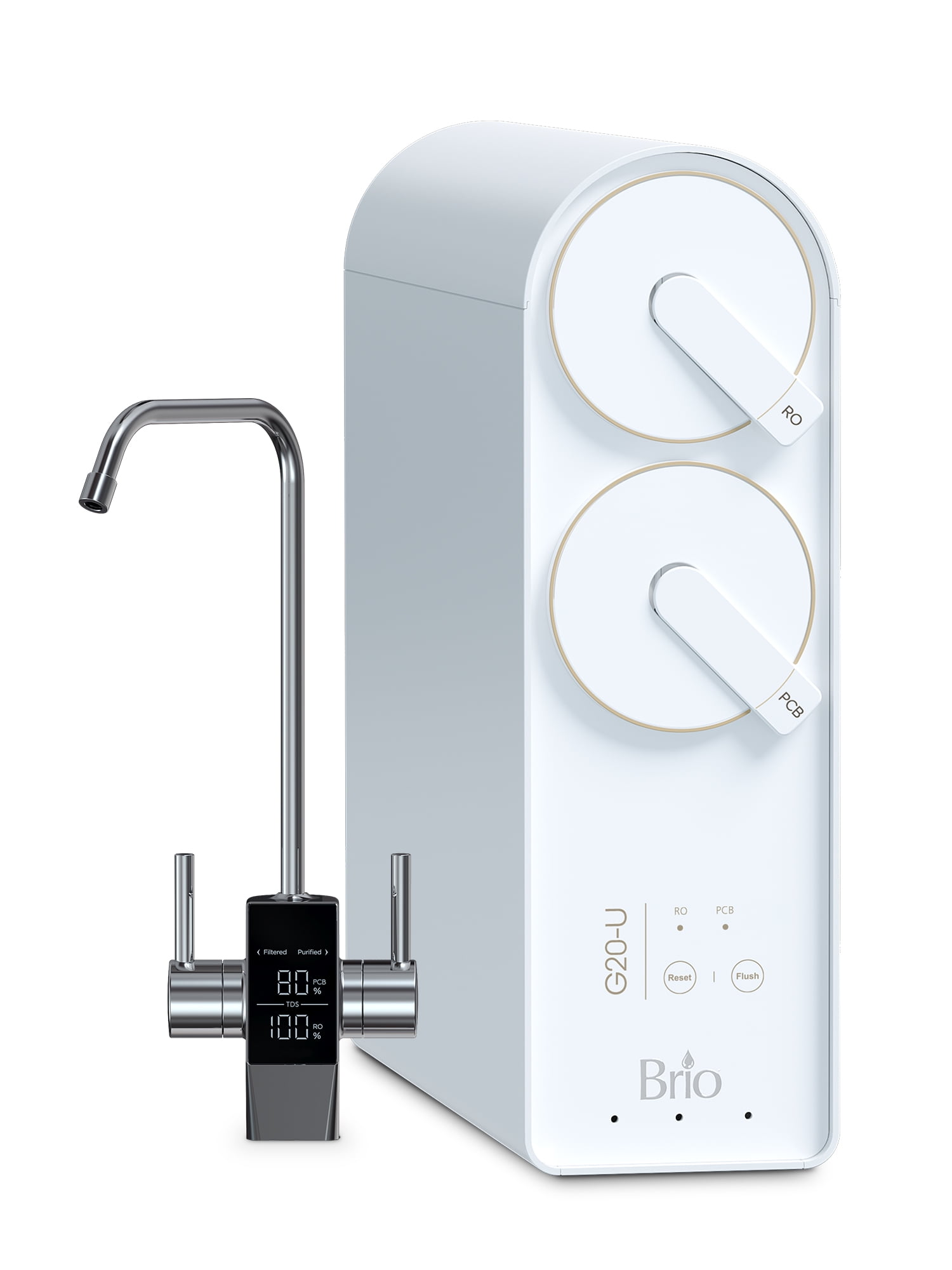 Brio Tankless Reverse Osmosis Water Filtration Smart Faucet, 700 GPD, 2:1 Pure Drain, 4-in-2 Filter