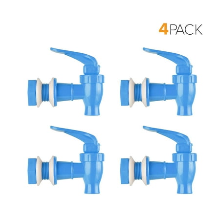 Brio Water Dispenser 4 Pack Cooler Faucet Spigot for Beverage Dispensers, Crocks, Coolers (Blue)