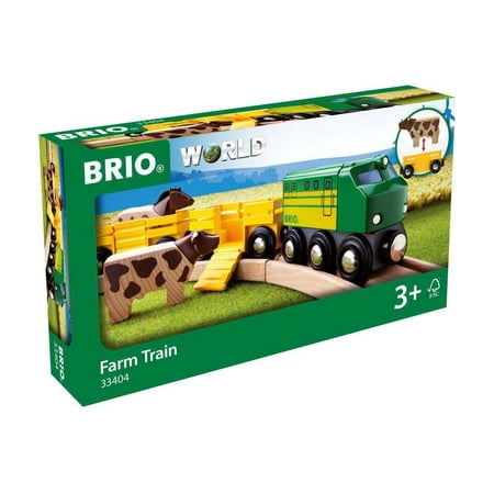 Brio World 33404 - Farm Train - 5 Piece Wooden Toy Train Set for Kids Age 3 and Up