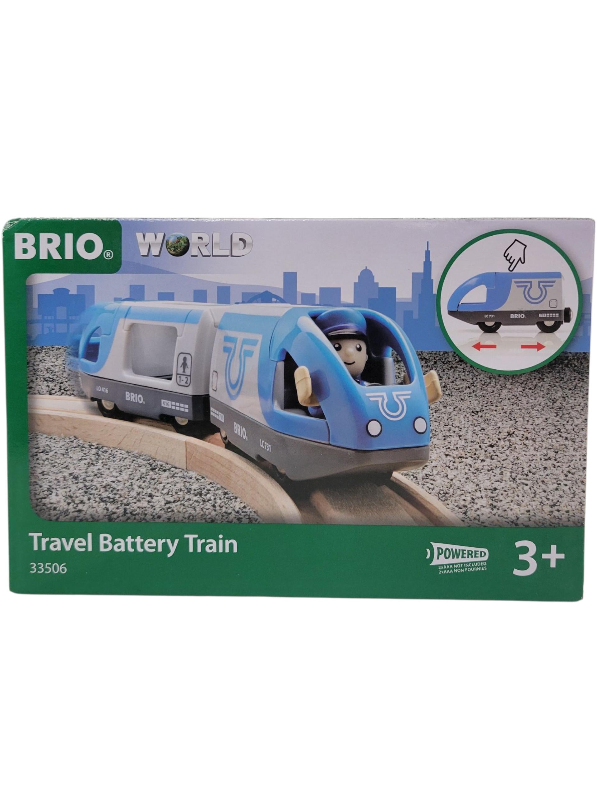 BRIO World Travel Battery Train Set - 3-Piece Wooden Toy Train For Kids Ages 3+ With Engine Driver
