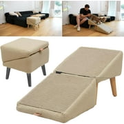 BrioBunch Split Ottoman Dog Ramp, Folding Dog Stairs, All-in-One Dogs Ramp and Ottoman for Large and Small Dogs, 14.5" H Dog Chair with Ramp for Bed, Couch (Black, 33 * 18 * 14.5in)