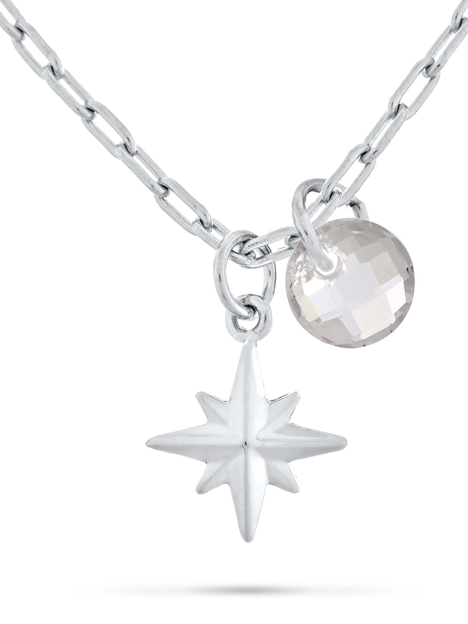 Briolette Cut Simulated Gemstone Starburst Necklace in Sterling Silver