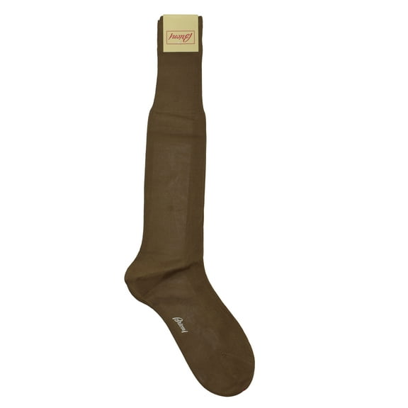 Brioni Men's 100% Cotton Brown Long Socks (11)