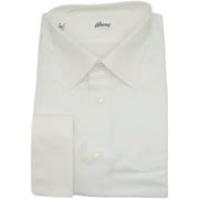 Brioni Men's White Cotton Solid Dress Shirt Casual Button-Down - 43-17 (Xl)
