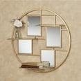 thumbnail image 1 of Brioni Mirrored Metal Geometric Wall Art Shelf Gold 30 Inches Diameter, 1 of 1